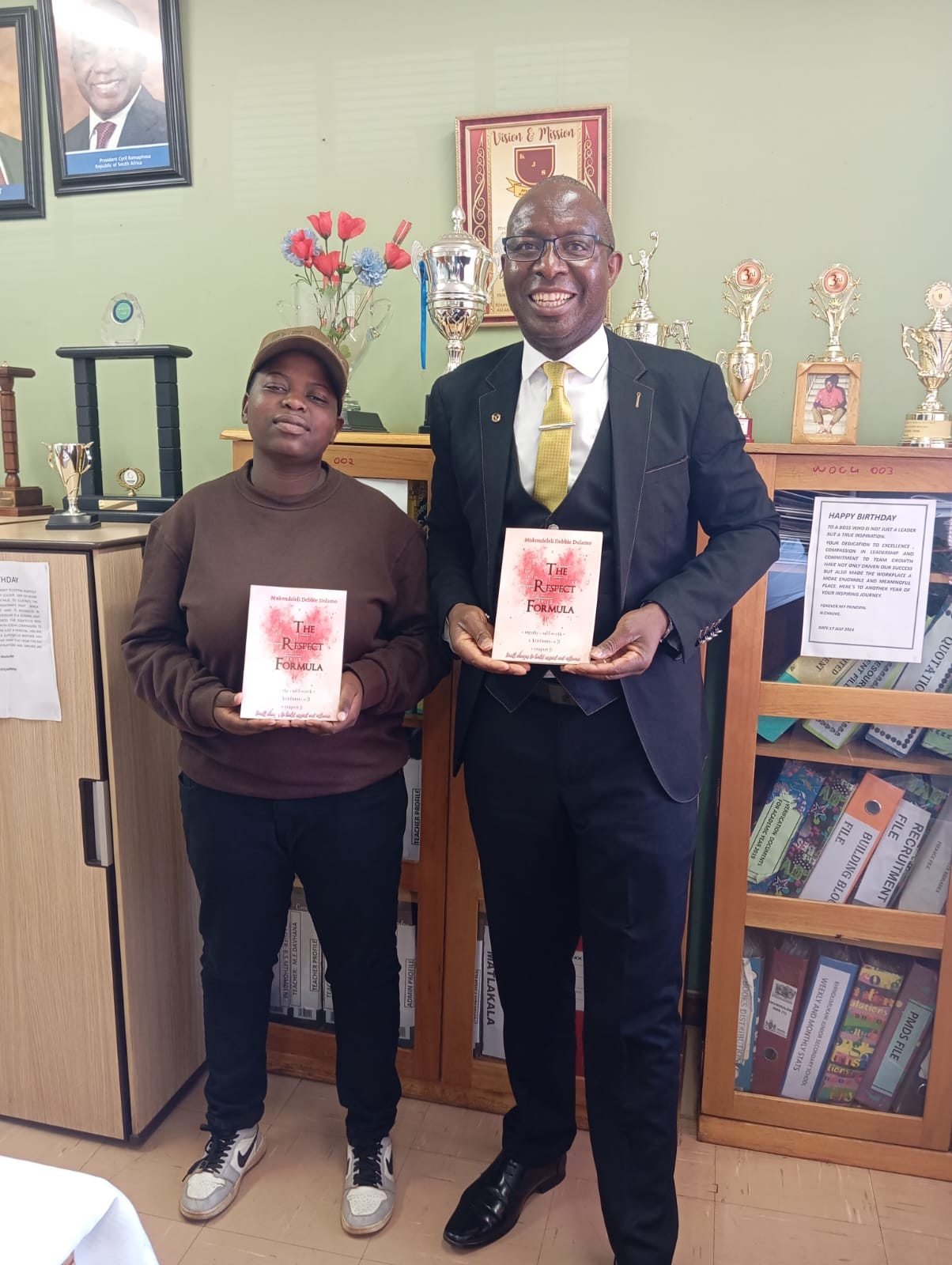 Khindlimukani Secondary School Author and her school's Principal