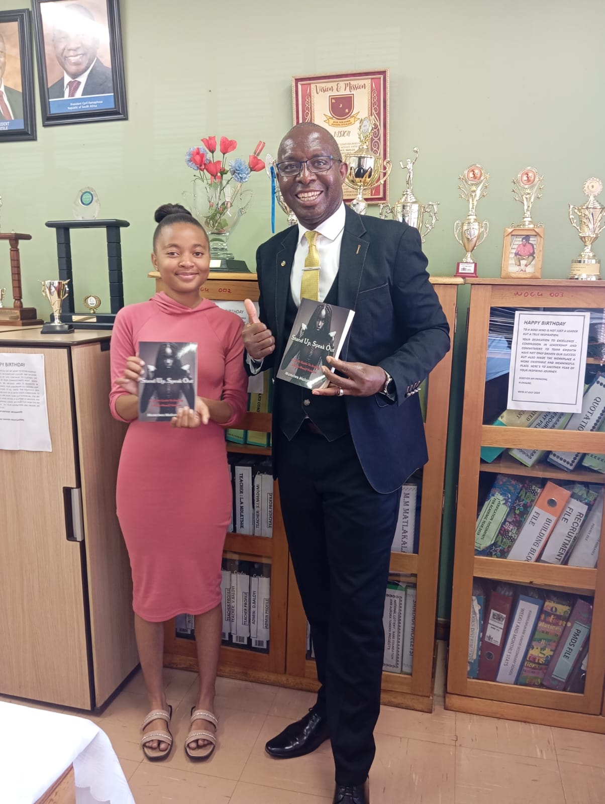 Khindlimukani Secondary School Author and her school's Pricipal